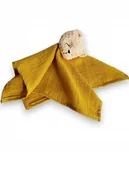 Koce i narzuty dla dzieci - Pierwsza Przytulanka niemowlaka szmatka 30x30cm muslinowa MusztardowaMikaGift - miniaturka - grafika 1