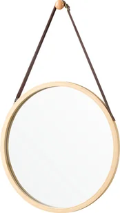 Bambusowe lustro ścienne Bykle okrągłe 38 cm wiszące lustro bambusowa rama wiszące lustro do łazienki przedpokoju garderoby natura - Lustra - miniaturka - grafika 1
