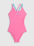 Stroje kąpielowe dla dziewczynek - 4F Kostium kąpielowy jednoczęściowy dziewczęcy - różowy 158/164 (12-14 lat) - miniaturka - grafika 1