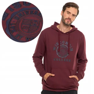 BLUZA MĘSKA DRESOWA Z KAPTUREM I NADRUKIEM WKŁADANA BAWEŁNIANA MORAJ M RED - Bluzy męskie - miniaturka - grafika 1