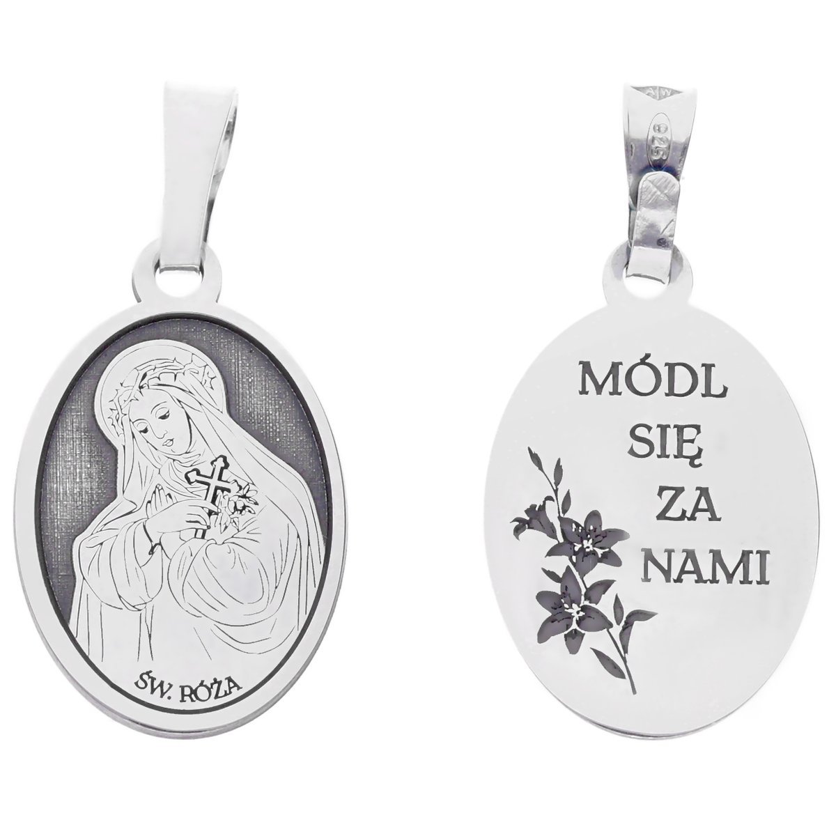 Medalik srebrny Ag 925 rodowany Św. Róża MDC051R