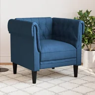 Fotele - vidaXL Fotel Chesterfield, niebieski, obity tkaniną - miniaturka - grafika 1