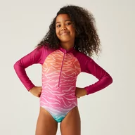 Stroje kąpielowe - Regatta Dziecięcy Kostium Kąpielowy Long Sleeve Różowy, Rozmiar: 140 cm - miniaturka - grafika 1