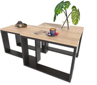 Ławy i stoliki kawowe - Elior Komplet dwóch stolików kawowych dąb sonoma + czarny - Juna - miniaturka - grafika 1