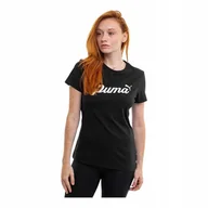 Koszulki i topy damskie - Puma Koszulka Damska T-shirt Ess+ Script Tee Czarna R.s - miniaturka - grafika 1