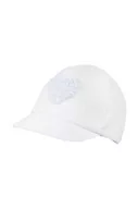 Czapki dla dzieci - Jamiks czapka z daszkiem bawełniana dziecięca POMELINE kolor biały z aplikacją - miniaturka - grafika 1