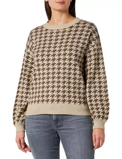 Vila Damski sweter z dzianiny Viril L/S Houndstooth Knit Top/Ka, brązowy, XS - Swetry damskie - miniaturka - grafika 1