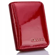 Portfele - Mały Skórzany Portfel GRACIO damski Lakierowany Casualowy na Prezent - miniaturka - grafika 1