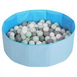 Selonis suchy basen składany bs-100x z piłeczkami 6cm niebieski: biały-szary-mięta 80x23/100piłek zabawka basen tekstylny - Zabawki do kąpieli - miniaturka - grafika 1