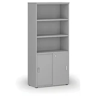 Szafy biurowe - Szafa biurowa kombinowana PRIMO GRAY, drzwi przesuwne na 2 poziomach, 1781 x 800 x 420 mm, szary - miniaturka - grafika 1