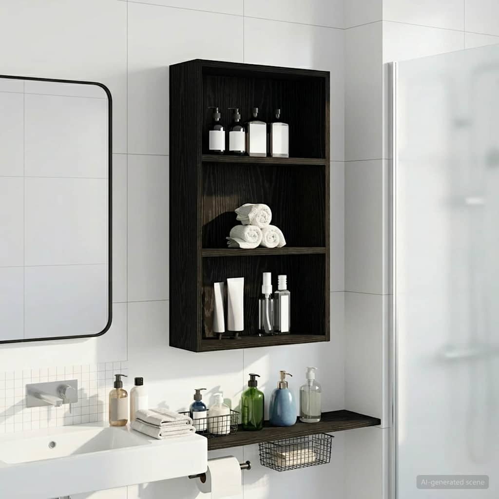 vidaXL vidaXL Szafka ścienna łazienkowa z półką Czarny Dąb 40 x 14 x 70 cm