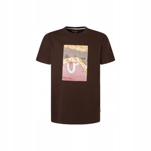 PEPE JEANS KOSZULKA MĘSKA T-SHIRT KENELM BRĄZ r.L - Koszulki męskie - miniaturka - grafika 1