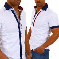 Koszule męskie - Koszula Męska Casual Elegant Codzienna Bawełniana Regular Kontrast - miniaturka - grafika 1