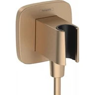 Akcesoria do armatury i ceramiki - Hansgrohe FixFit Q przyłącze kątowe z uchwytem prysznicowym brąz szczotkowany 26887140 - miniaturka - grafika 1