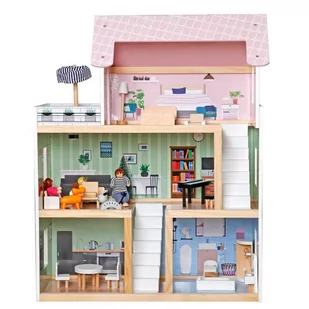 DOMEK DLA LALEK DREWNIANY LED  62x27x77CM + 3 LALKI + 2 ZWIERZĄTKA - Domki dla lalek - miniaturka - grafika 4