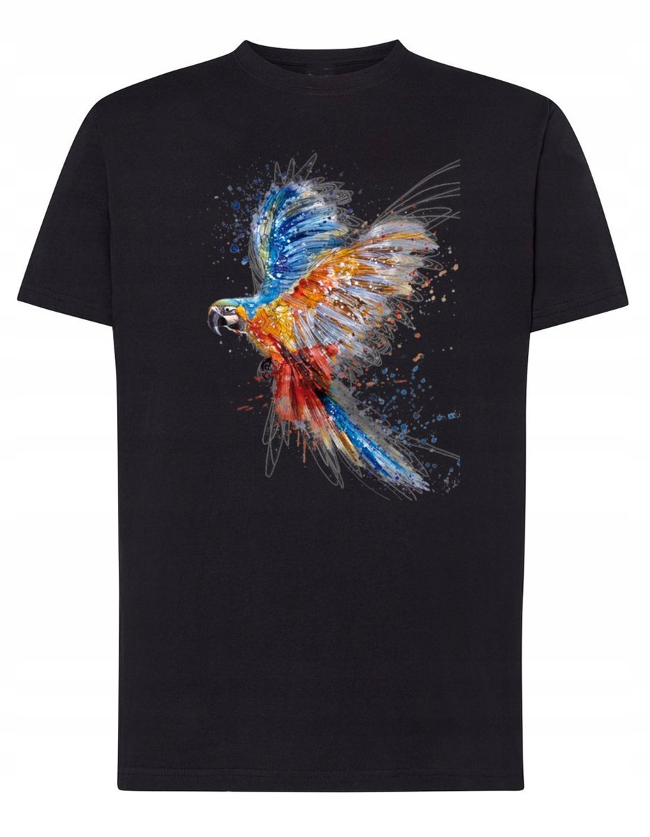 T-Shirt męski nadruk zwierzę Kolorowa PAPUGA r.XXL