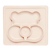 Miseczki i talerzyki dla dzieci - Silikonowa podkładka Retter Brun, 4 przegródki, kształt misia, antypoślizgowy spód, beżowy - miniaturka - grafika 1