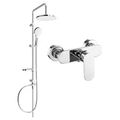 Baterie umywalkowe - Mexen Erik zestaw prysznicowy natynkowy z deszczownicą i baterią prysznicową Milo, chrom - miniaturka - grafika 1