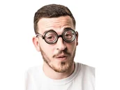 Dodatki do strojów karnawałowych - OKULARY MUSZTARDÓWKI Z GRUBYMI SZKŁAMI CZARNE - miniaturka - grafika 1