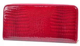 Portfel Damski Skóra Naturalna Lakierowana GREGORIO Duży Z Metalowym Suwakiem Piórnik GP-111 CZERWONY 18,5 x 9,5 x 3,5 [cm] - Portfele - miniaturka - grafika 3