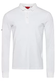 Koszulki męskie - Superdry Studios L/S Pique koszulka polo Męska bluza z kapturem, Optyczny, M - grafika 1