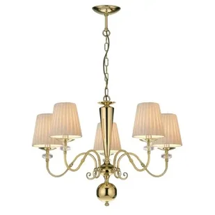 Łańcuchowa lampa wisząca Lilosa 8679 abażurowa mosiądz beżowa - Lampy sufitowe - miniaturka - grafika 1