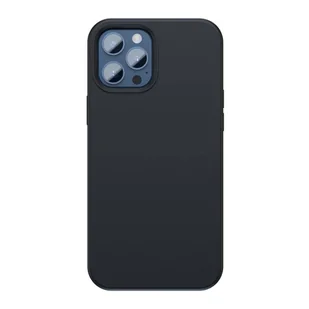 Baseus Liquid Silica Gel Magnetic Case elastyczne silikonowe etui pokrowiec iPhone 12 Pro / iPhone 12 czarny (WIAPIPH61P-YC01) (kompatybilny z MagSafe) WIAPIPH61P-YC01 - Etui i futerały do telefonów - miniaturka - grafika 1