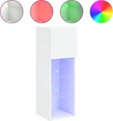 Szafki RTV - vidaXL Szafka pod telewizor z oświetleniem LED biała 30,5x30x90 cm - miniaturka - grafika 1