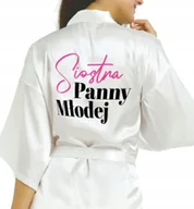 Piżamy damskie - SZLAFROK SATYNOWY BIAŁY Wieczór Panieński SIOSTRA PANNY MŁODEJ Różne Wzory - miniaturka - grafika 1