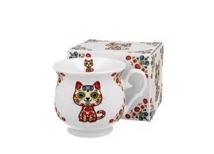 Kubek do kawy i herbaty porcelanowy DUO retro KOT ETNO 530 ml - Kubki - miniaturka - grafika 1
