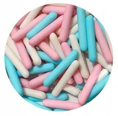 Dodatki do ciast w proszku - POSYPKA CUKROWA Duże Pałeczki MAKARONI białe błękitne różowe MIX 20g - miniaturka - grafika 1