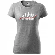 Koszulki i topy damskie - Damska Koszulka z Nadrukiem Rowerowa Ewolucja rower Prezent dla Rowerzystki ciemnoszary melanż XL - miniaturka - grafika 1