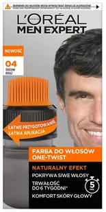L''oreal L''Oréal - MEN EXPERT - Farba One-Twist do siwych włosów - Dla mężczyzn - 04 Średni Brąz - Farby do włosów i szampony koloryzujące - miniaturka - grafika 1