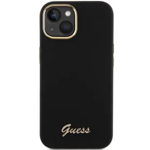 Etui Guess Silicone Script Metal Logo & Frame na iPhone 15 - czarne - Etui i futerały do telefonów - miniaturka - grafika 3