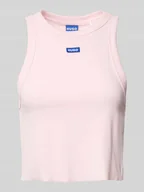 Koszulki i topy damskie - Top krótki z wyhaftowanym logo model ‘Baby Tank’ - miniaturka - grafika 1