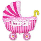 Baby shower i roczek - Flexmetal Balon foliowy "Wózek Its a Girl" FLEXMETAL 14&quot SHP 902741 - miniaturka - grafika 1