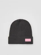 Czapki damskie - Reserved - Dzianinowa czapka z wiskozą - ciemnoszary - miniaturka - grafika 1