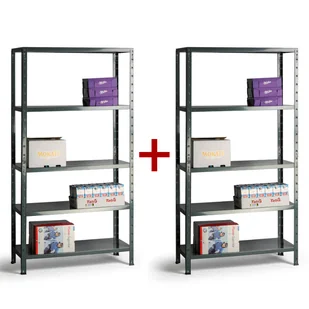 B2B Partner Regał metalowy, 1800x900x400 mm, 5 półek, szary, 1+1 GRATIS 540009 - Szafy i regały magazynowe - miniaturka - grafika 1