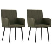 Krzesła - vidaXL Krzesła jadalniane z podłokietnikami, 2 szt., brązowe, tkanina - miniaturka - grafika 1