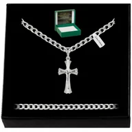 Biżuteria dla dzieci - SREBRNY ŁAŃCUSZEK Z KRZYŻYKIEM 925 KOMUNIA CHRZEST - miniaturka - grafika 1