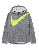 Bluzy dla chłopców - Nike chłopięca bluza B Nk Therma Fz Gfx szary Smoke Grey/Htr/(Lemon Venom) X-S - miniaturka - grafika 1