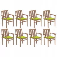 Fotele i krzesła ogrodowe - vidaXL Lumarko Sztaplowane krzesła ogrodowe z poduszkami, 8 szt., tekowe! 3073444 - miniaturka - grafika 1