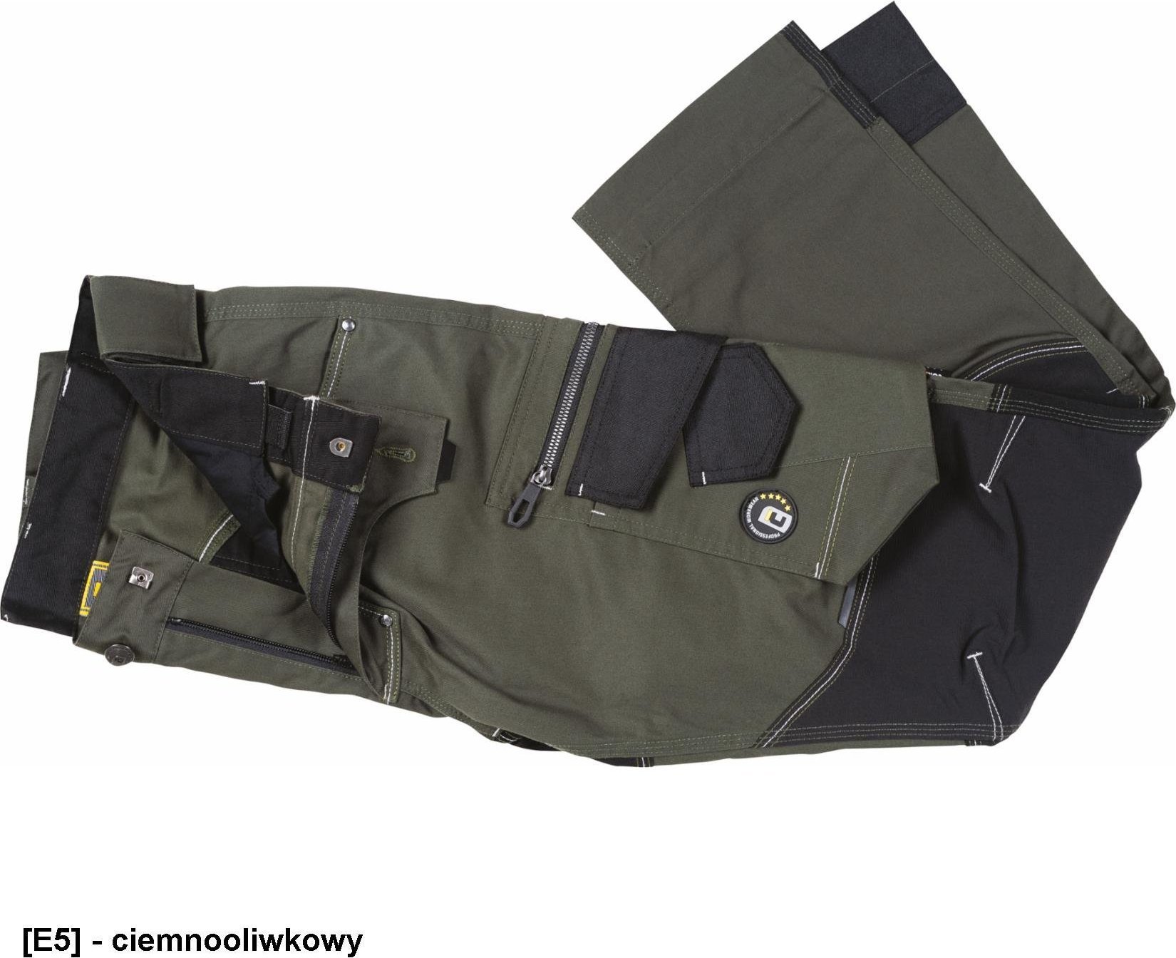 CERVA NEURUM PERFORMANCE spodnie - męskie spodnie robocze, elastyczny materiał TrifibetexPRO, 6 kieszeni, odblaski - ciemnooliwkowy 50