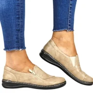 Półbuty damskie - DAMSKIE PÓŁBUTY NA KOTURNIE ZAPINANE NA ZAMEK UNISOFT 7022 BEŻOWE - miniaturka - grafika 1