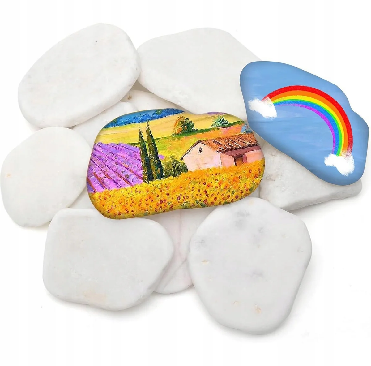 KAMIENIE PŁASKIE 12 SZTUK 3-8 CM NATURALNE GŁADKIE DO MALOWANIA DEKORACJI
