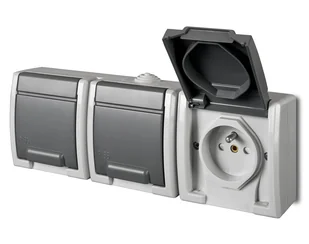 Elektro-Plast Gniazdo potrójne GNT-3x2P+Z z uziemieniem Aquant szare 1243-10 - Gniazdka elektryczne - miniaturka - grafika 1