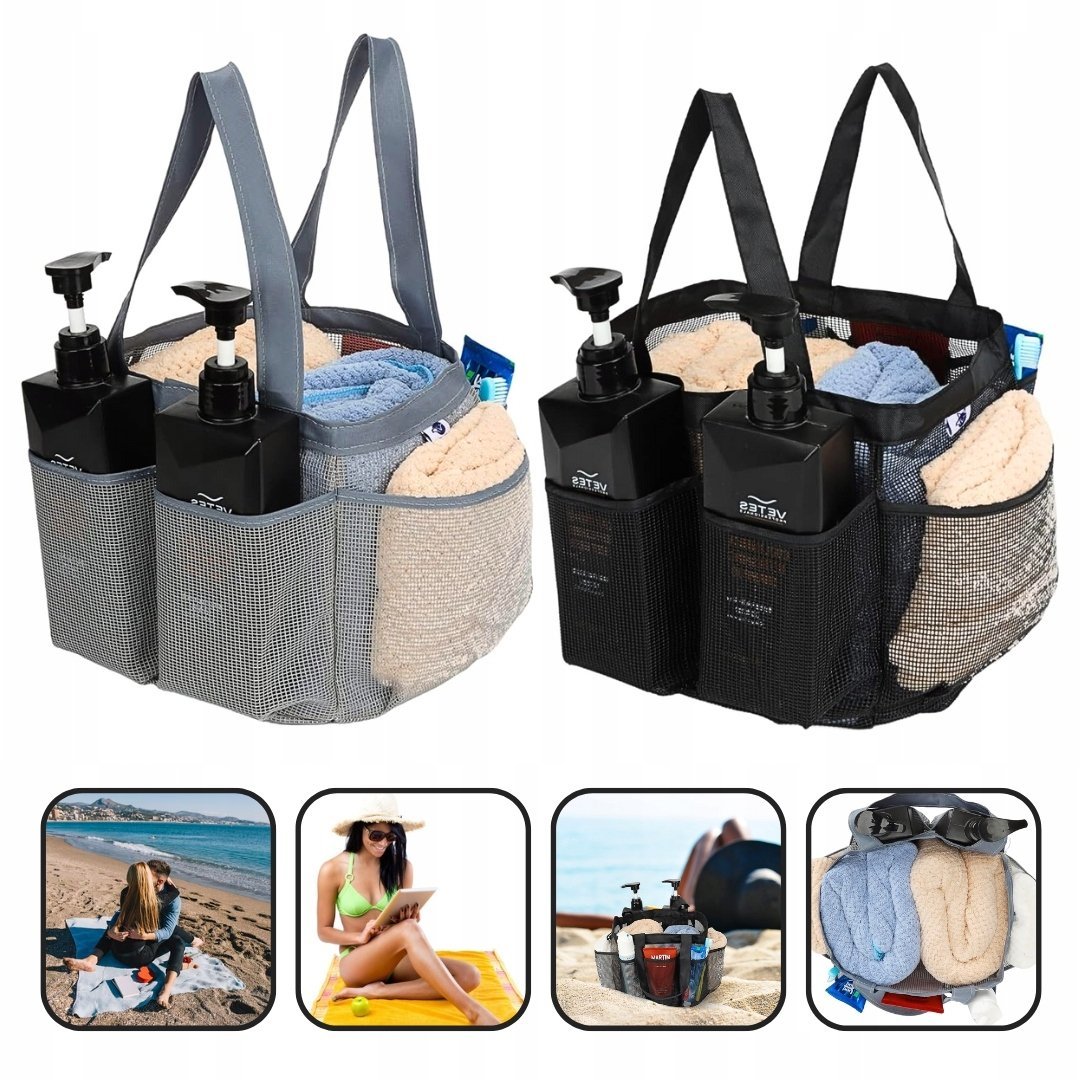 2X DUŻA TORBA XL PLAŻOWA Z SIATKI - SKŁADANA - ODPORNA - LEKKA POJEMNA