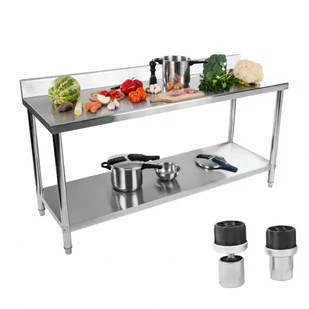 Royal Catering Stół roboczy - 180 x 60 cm - stal nierdzewna - rant RCAT-180/60-S RCAT-180/60-S - Stoły gastronomiczne - miniaturka - grafika 1
