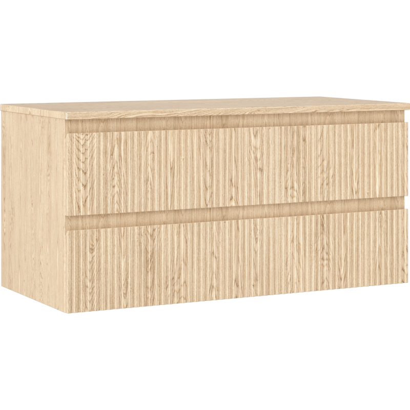 Mexen Rivel szafka łazienkowa podumywalkowa 100 cm z blatem, 2 szuflady, ryflowana , dąb - 91A20-10047-2-BFFC81