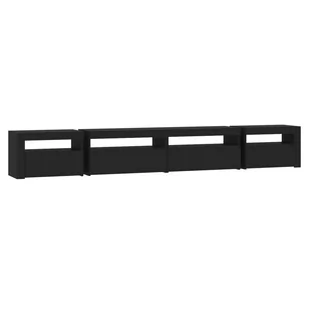 Lumarko Szafka pod TV z oświetleniem LED, czarna, 270x35x40 cm - Szafki RTV - miniaturka - grafika 9